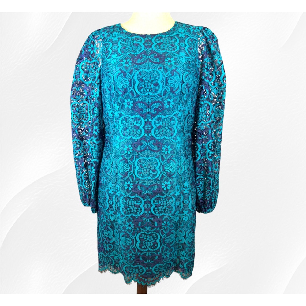 Lilly Pulitzer Georgi Lace Shift Dress Size 12 Valencia Teal Navy Carnival Lace